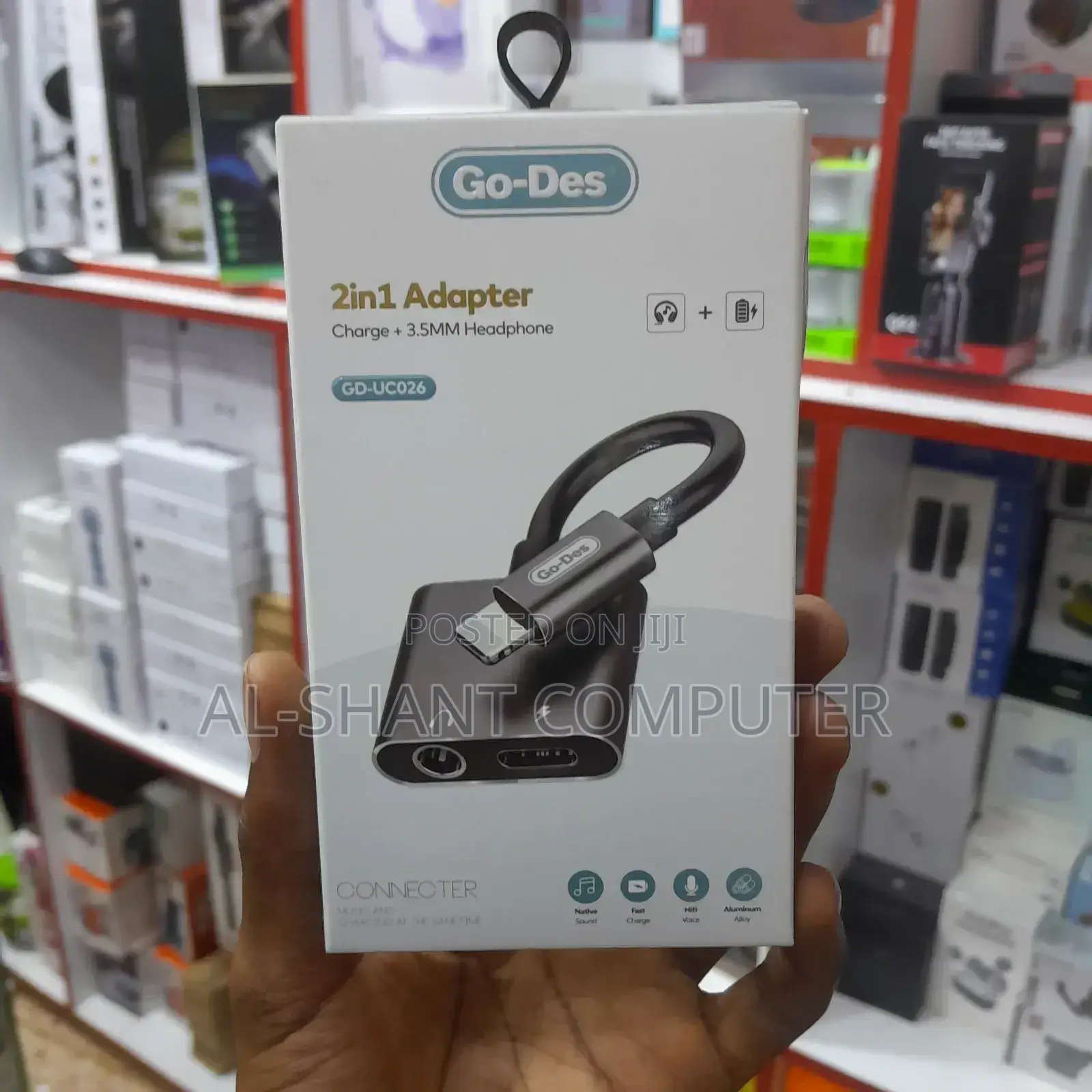 Go-Des Type-C Aux to Lightening Adapter/2in1 Adapter