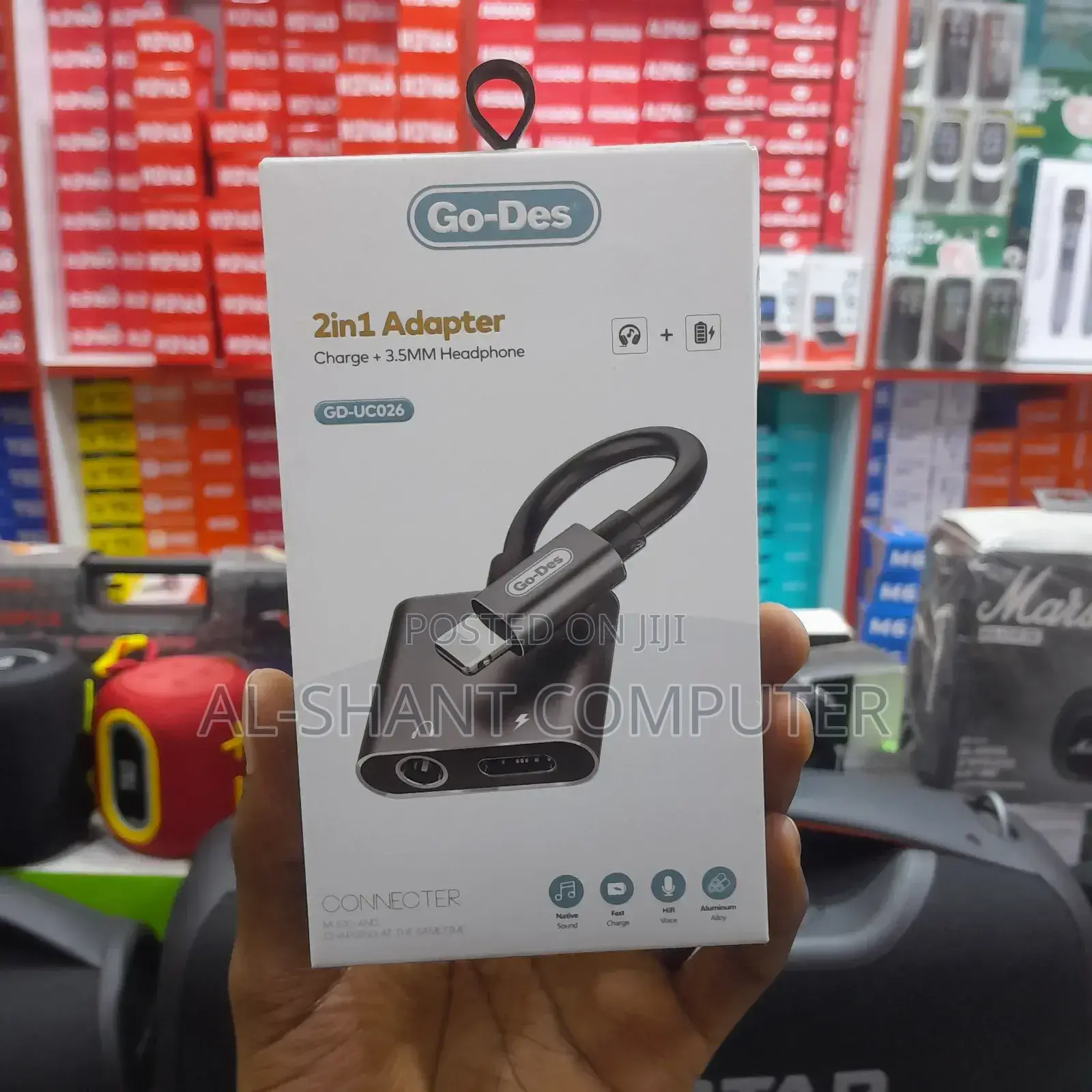 Go-Des Type-C Aux to Lightening Adapter/2in1 Adapter