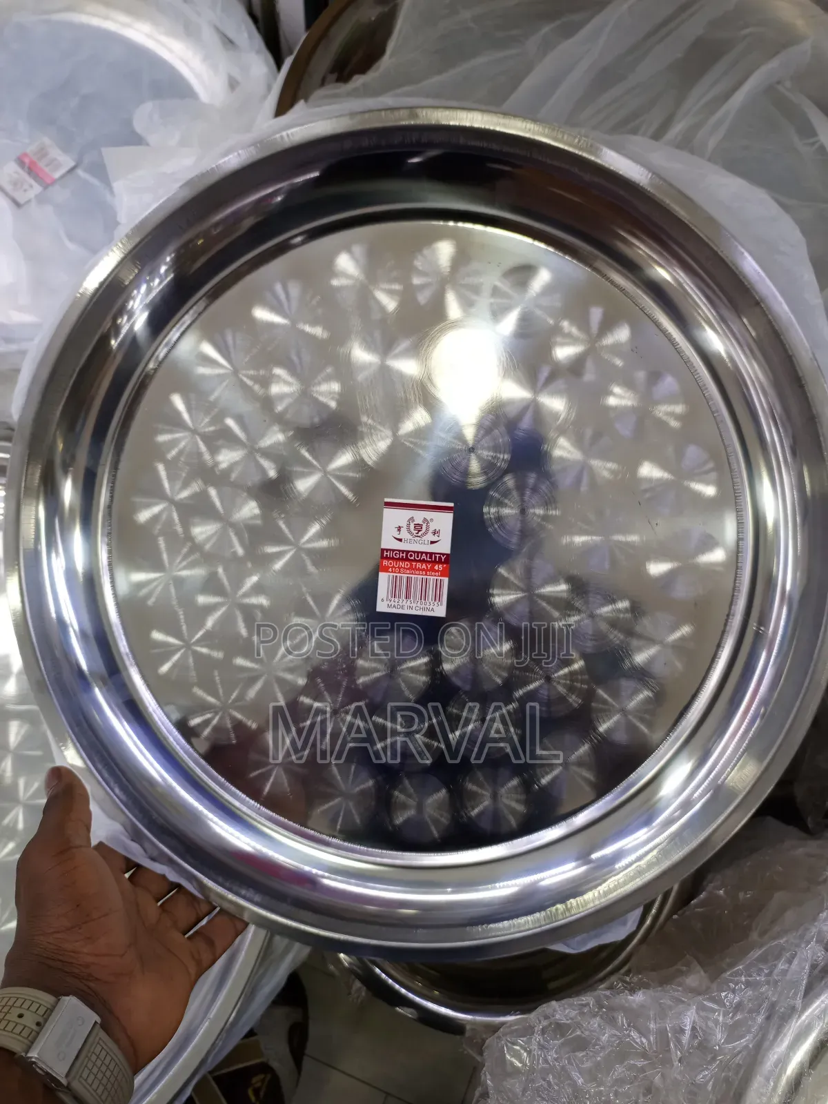 6pieces of 45 Inch Round Stainless Steel Serving Tray