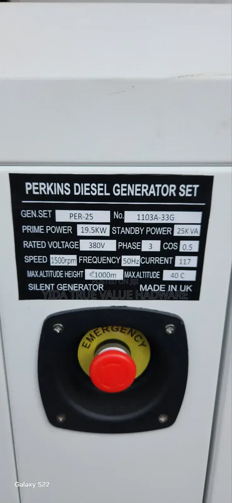 Perkins Diesel Generator 25kv