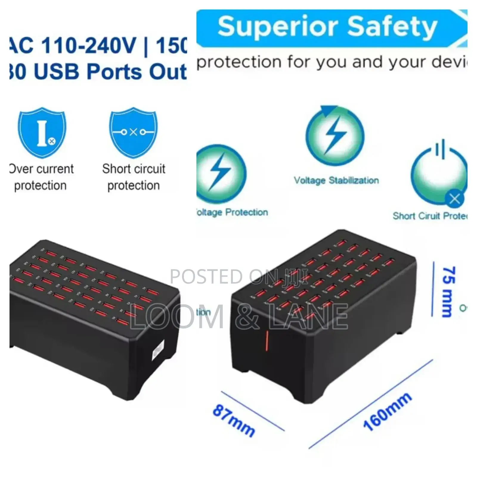 30-Port 150w/30a Multiple Usb Charging Station-New