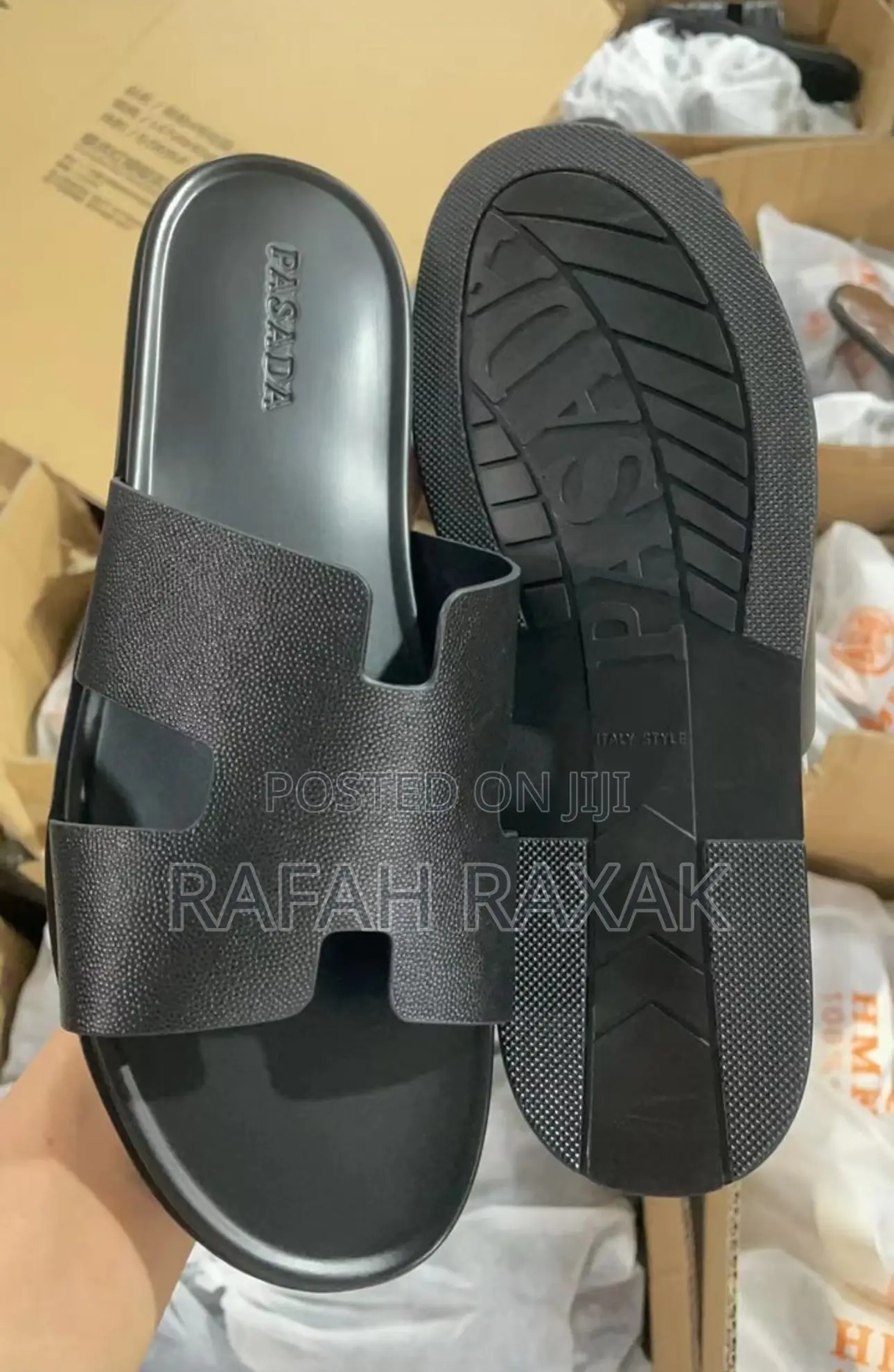 Original Men’S Black Pasada Push in Leather Sandals