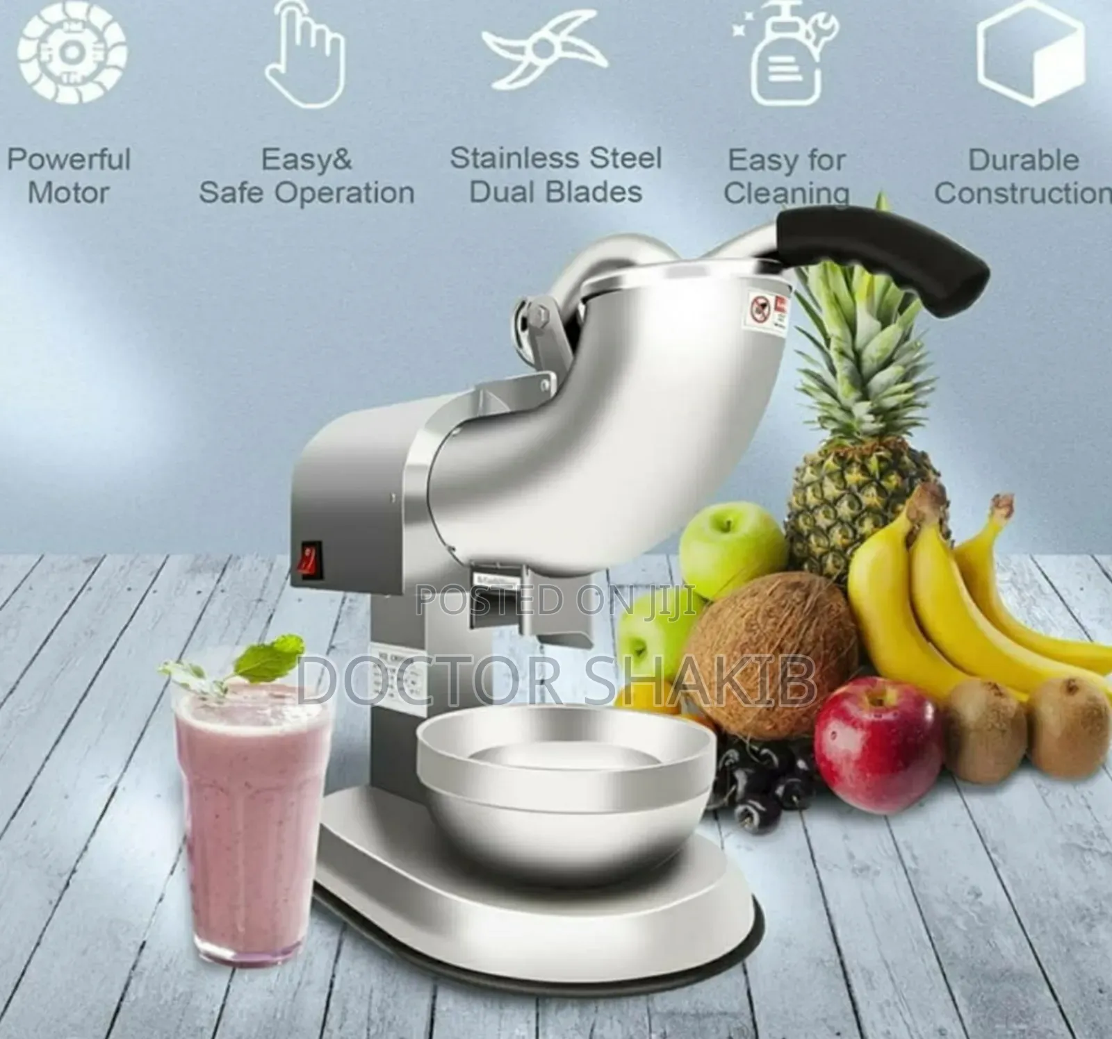 Stainless Steel Double Blade Electric Ice Shaver Machine