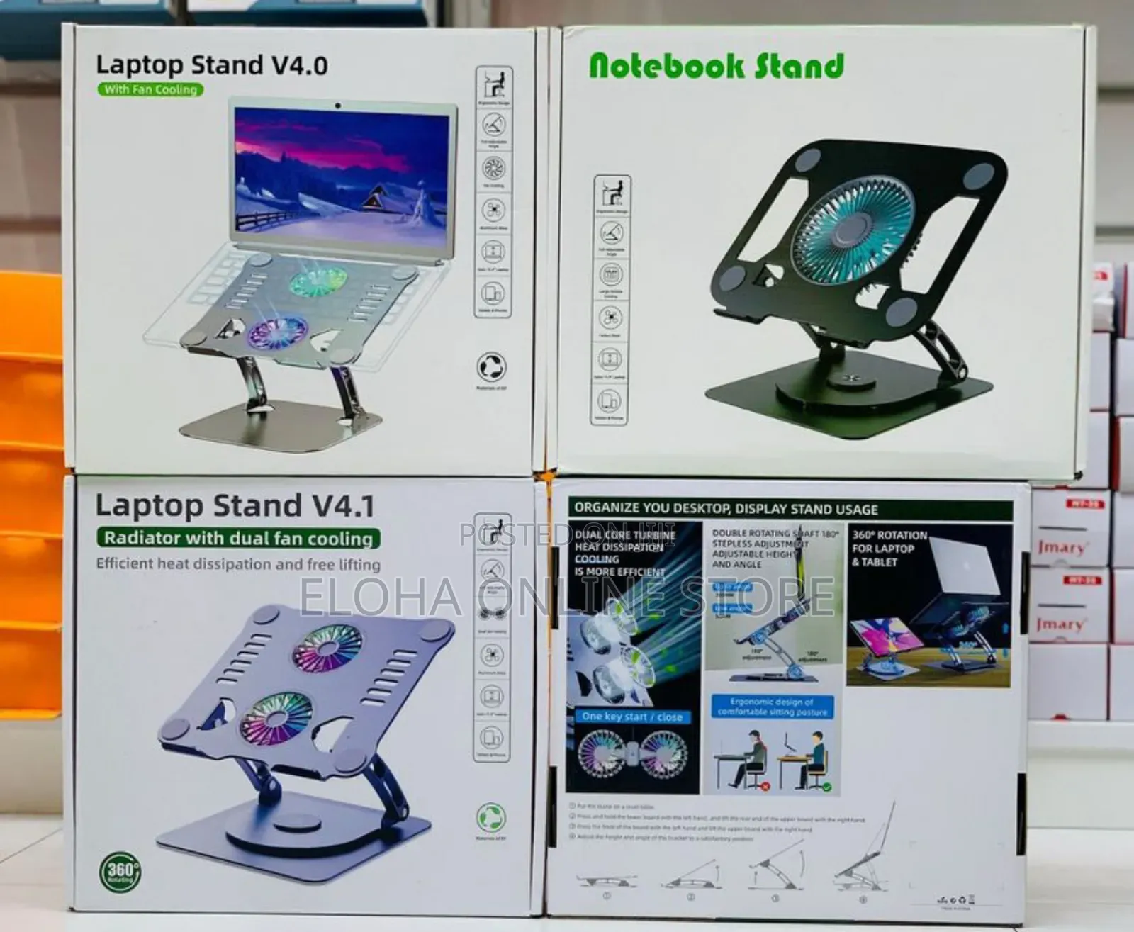 Ergonomic 360° Rotating Laptop Stand With Dual Fan Cooling