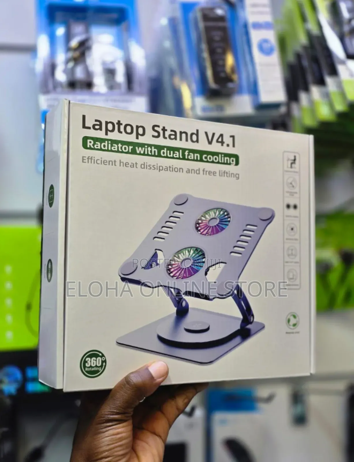 Ergonomic 360° Rotating Laptop Stand With Dual Fan Cooling