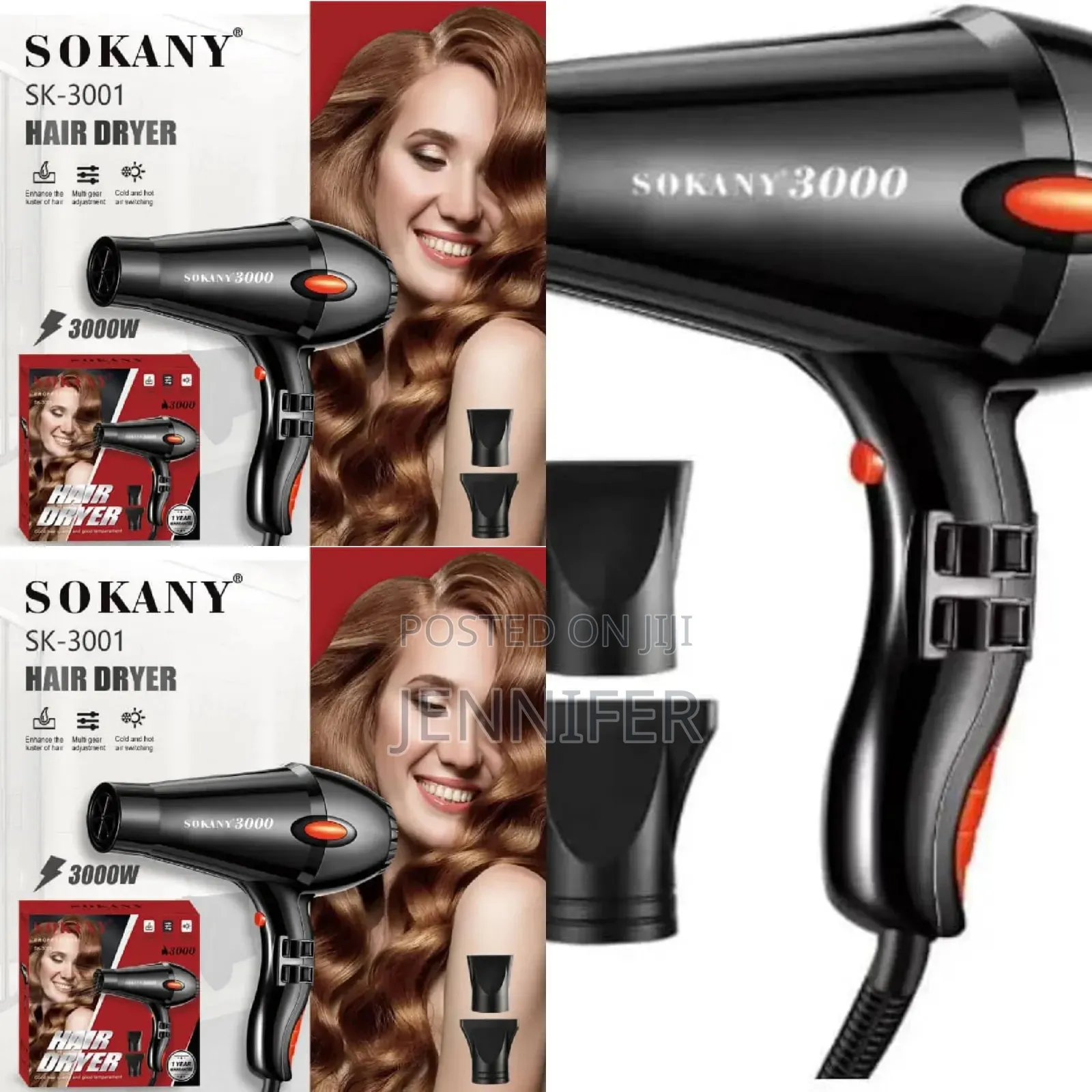 Sokany Professional Hair Dryer 3000w Black Sk-3001