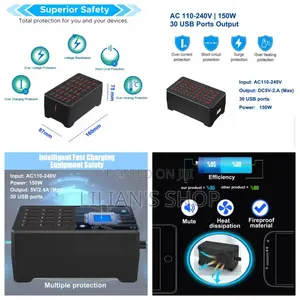 30-Port 150w/30a Multiple Usb Charging Station