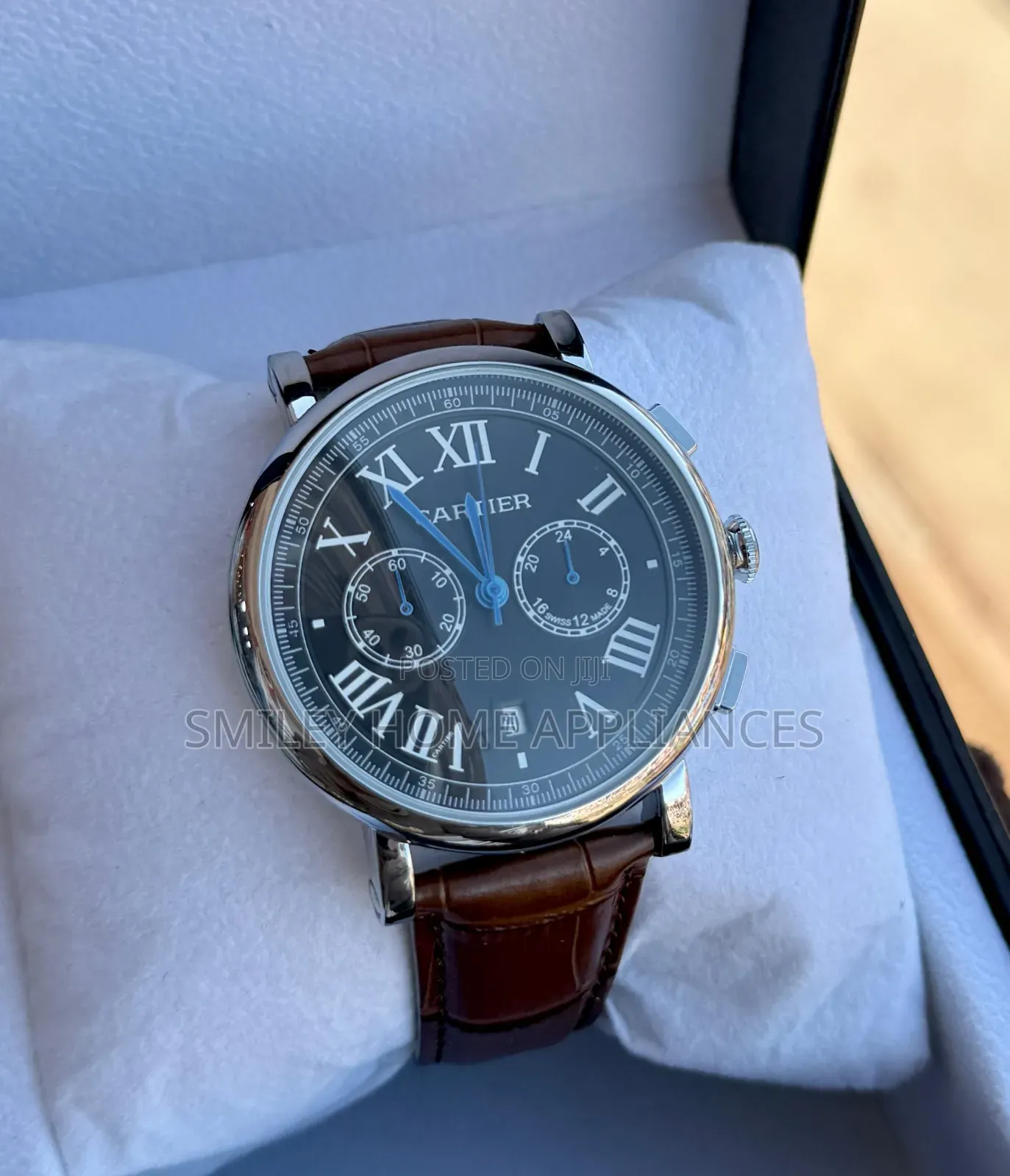 Men's Cartier Brown Leather Strapped Wrist Analog Watch
