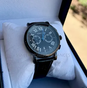 Men's Black Leather Strapped Cartier Gift Box Watch