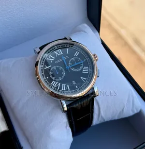 Original Cartier Men's Classy Leather Strapped Wrist Watch