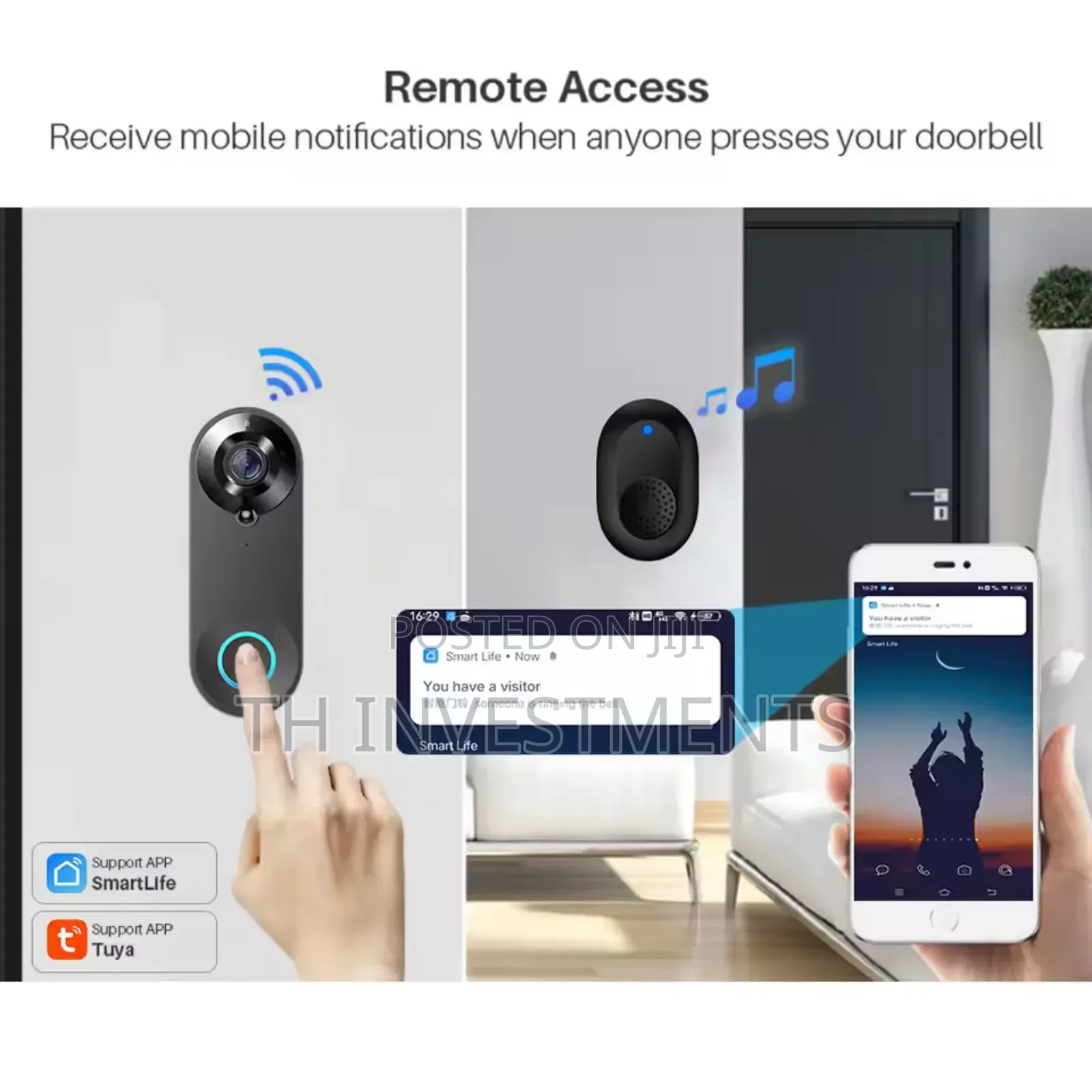 Tuya Video Doorbell Wifi Wireless Door Bell Camera 1080p