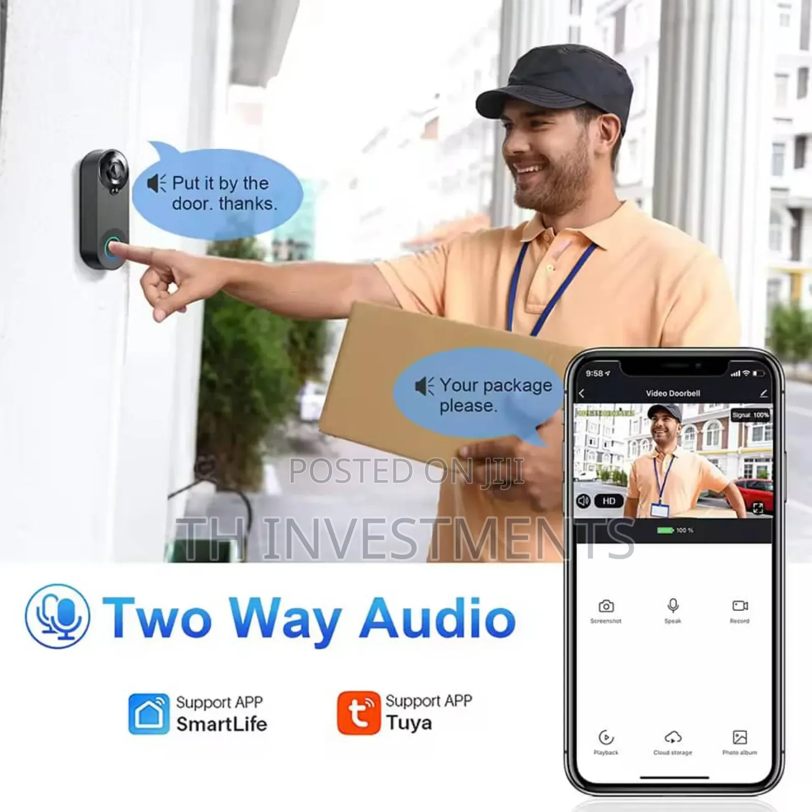 Tuya Video Doorbell Wifi Wireless Door Bell Camera 1080p