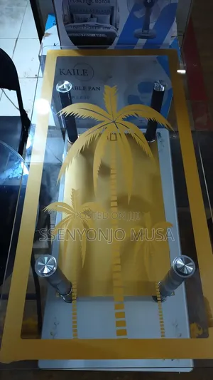 Golden 2-Step Center Table - 90x60x45cm, Glass and Aluminum-