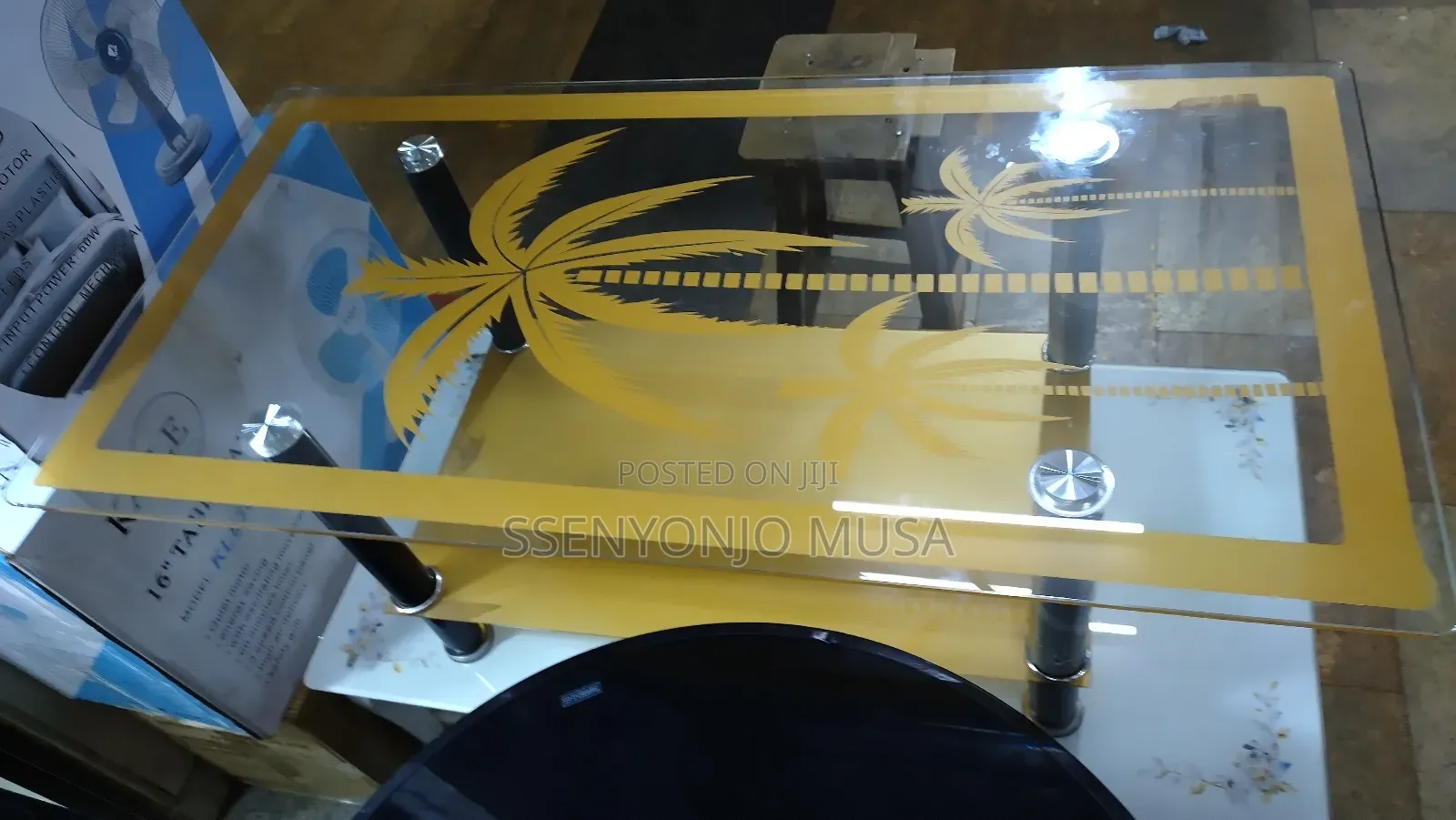 Golden 2-Step Center Table - 90x60x45cm, Glass and Aluminum-