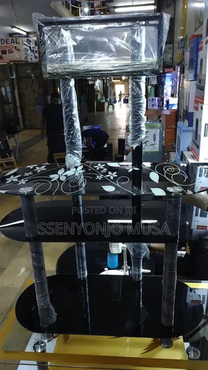 Tv Stand With Mount - 3-Layer Glass and Aluminum, 15-55"