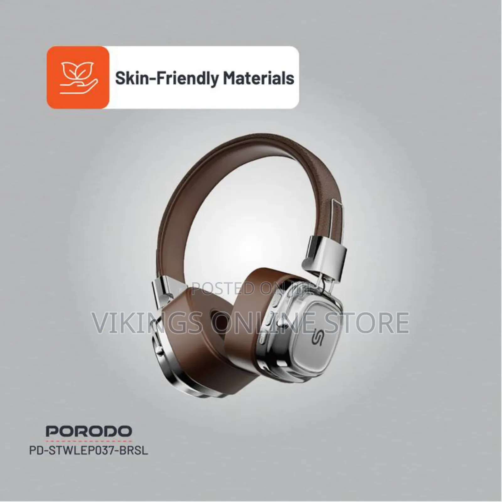 Porodo Soundtec Vintage Wireless Enc Headphones - Brown