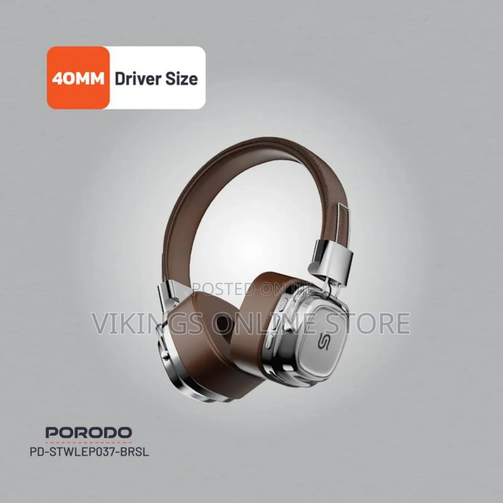 Porodo Soundtec Vintage Wireless Enc Headphones - Brown