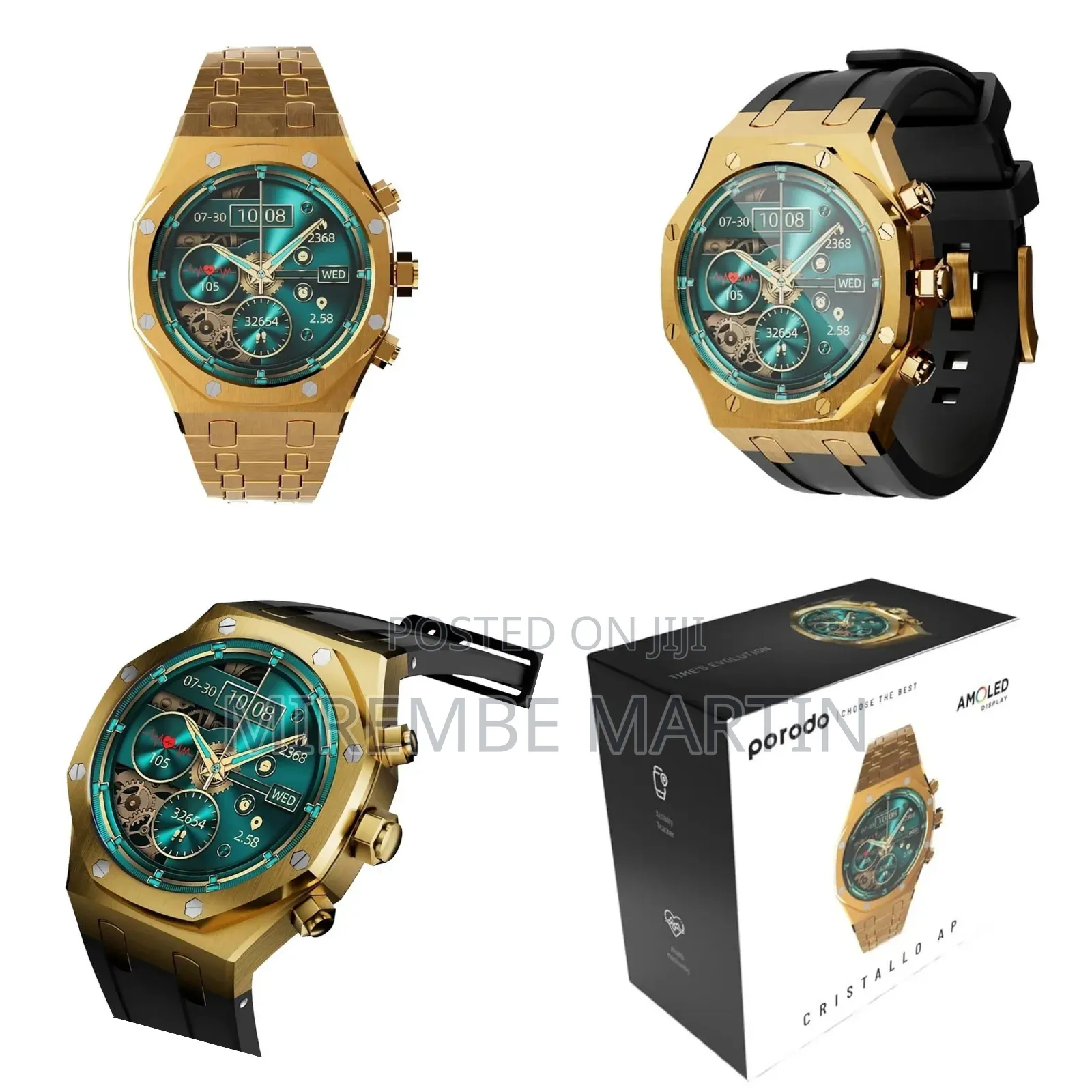 Porodo Cristallo Ap Smart Watch Gold