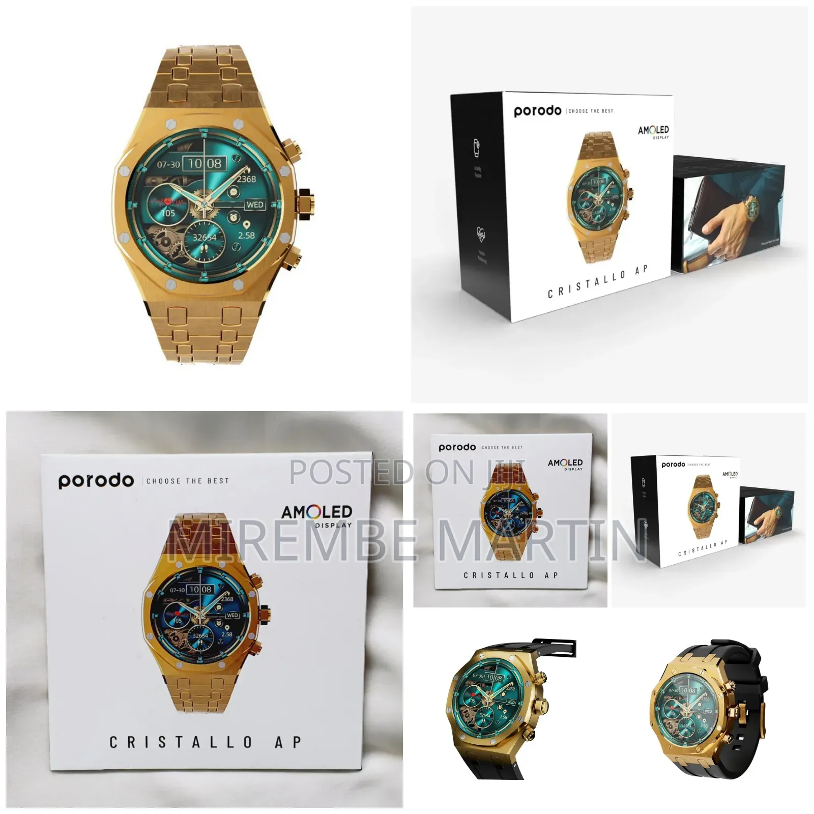 Porodo Cristallo Ap Smart Watch Gold