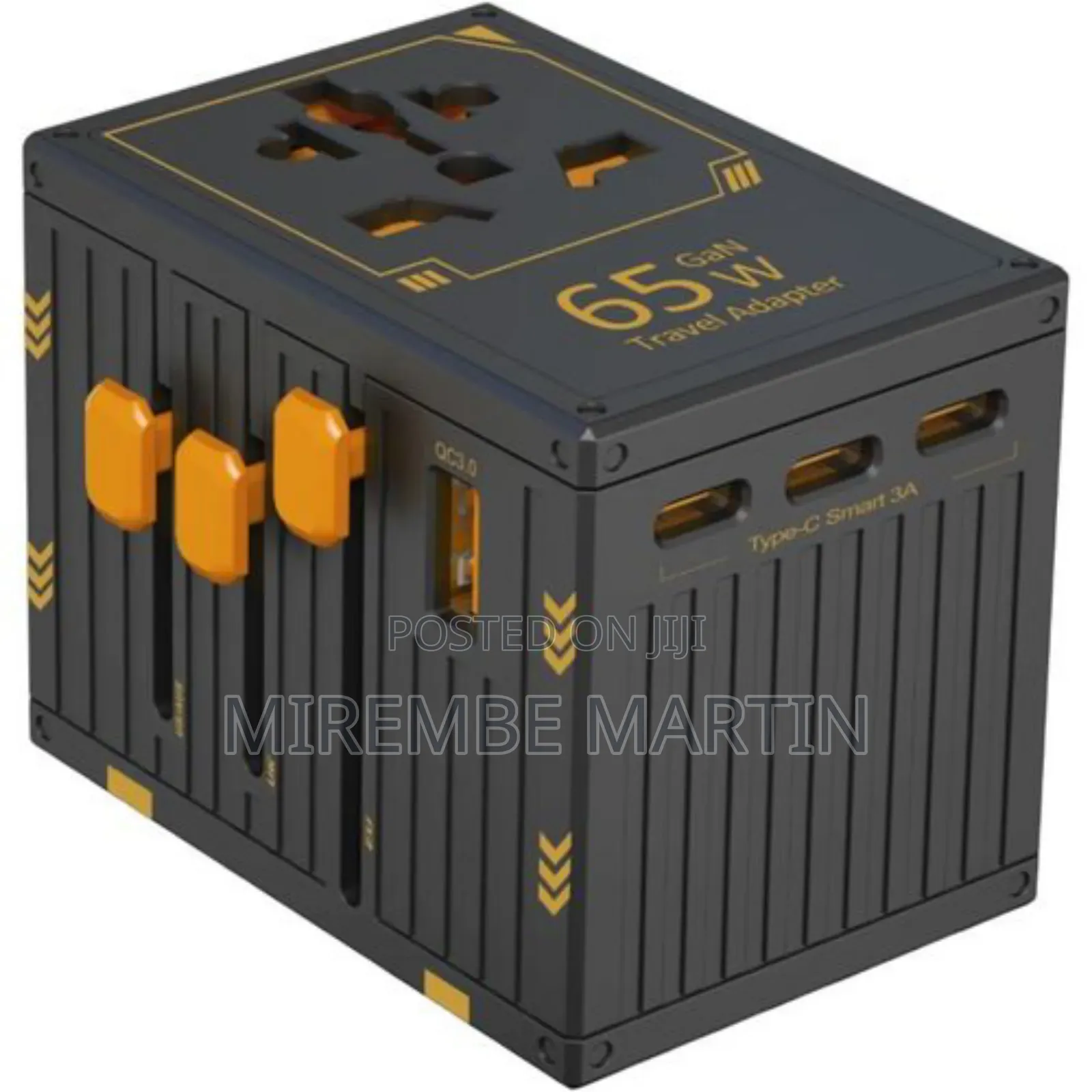 Porodo Gan 5-Port Travel Block Universal Charger,(Black)