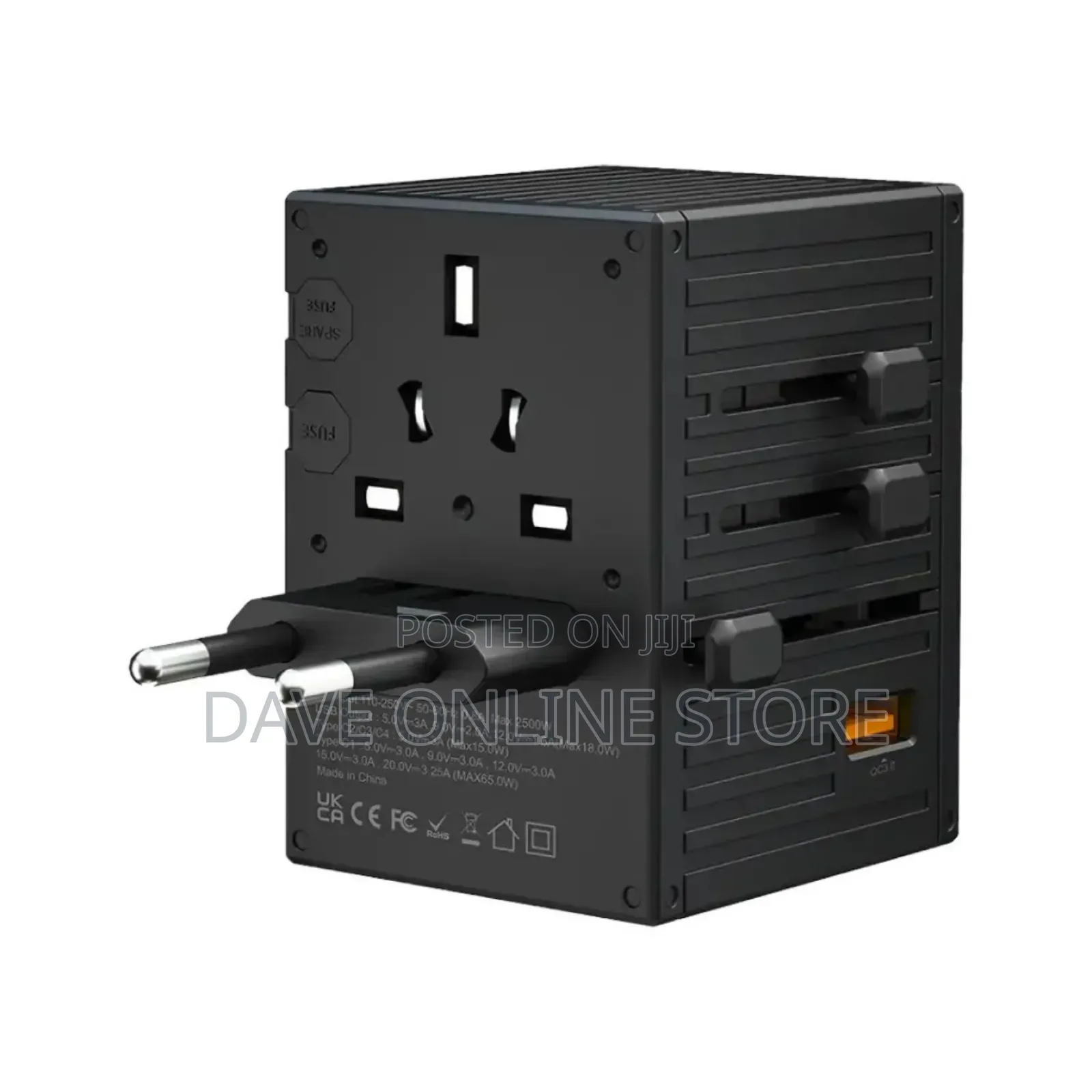 Porodo Travel Universal Charger, Dual Fuse, Pd 65w, 4 Usb-C,