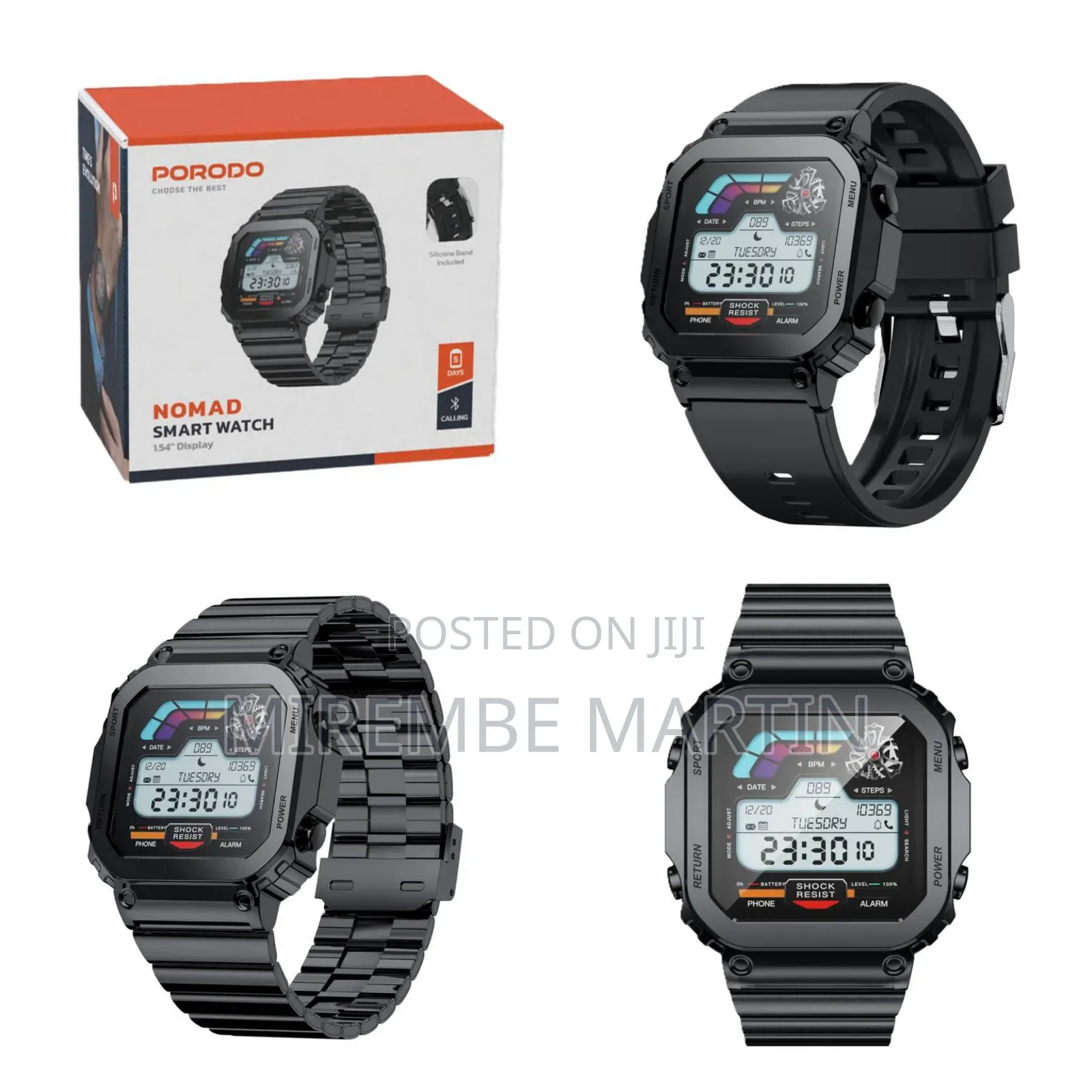 Porodo Nomad Smart Watch, 1.54"Black