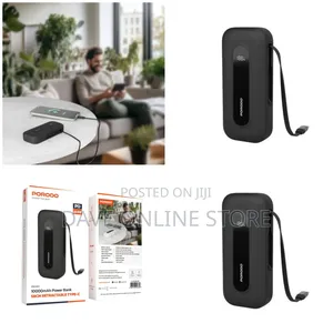 Porodo 10000mah Power Bank 58cm Retractable Type-C