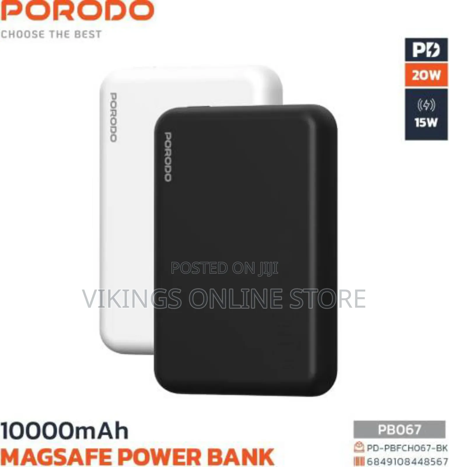 Porodo 10000mah Power Bank, Compatible With Magsafe