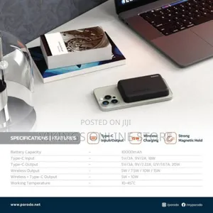 Porodo 10000mah Power Bank, Compatible With Magsafe