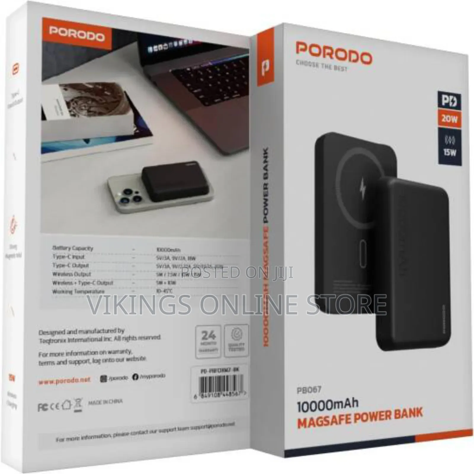 Porodo 10000mah Power Bank, Compatible With Magsafe