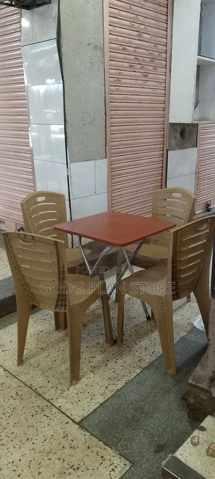 Dining Foldable Table and Plastic Chairs 4 Seater