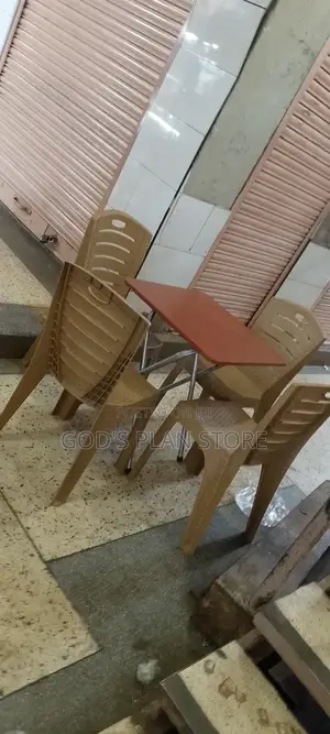 Dining Foldable Table and Plastic Chairs 4 Seater