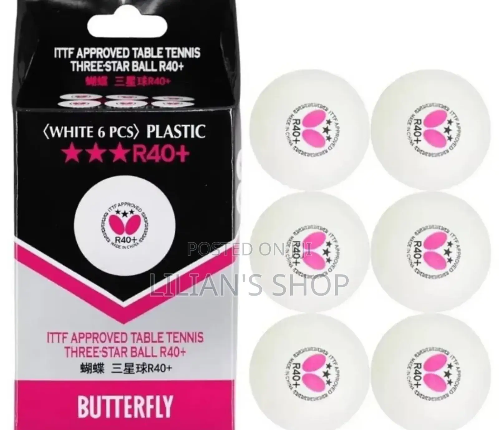Butterfly R40 Table Tennis Balls 6pcs 