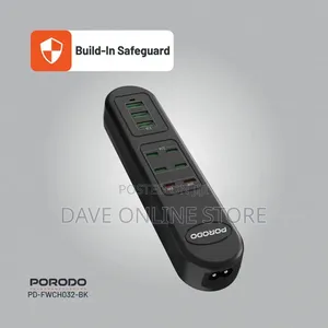Porodo 50w Multi-Port Usb Charging Hub 6 Port Usb-C - Black