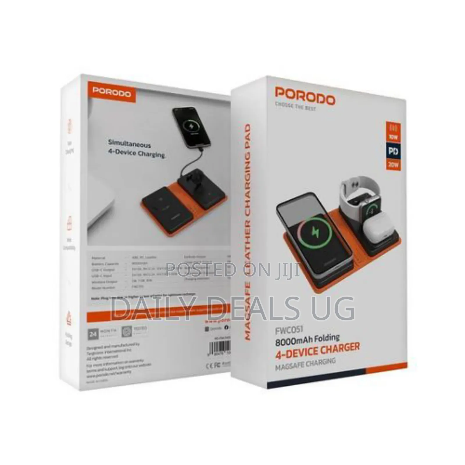 Porodo 8000mah Folding 4-Device Charger 10w Wireless Output