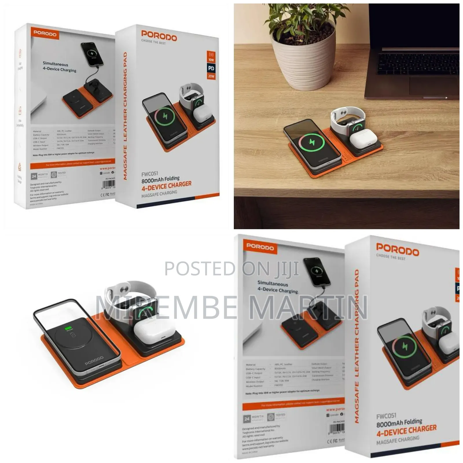 Porodo 8000mah 4-Device Charger - Black Sku: Pd-Fwch051-Bk