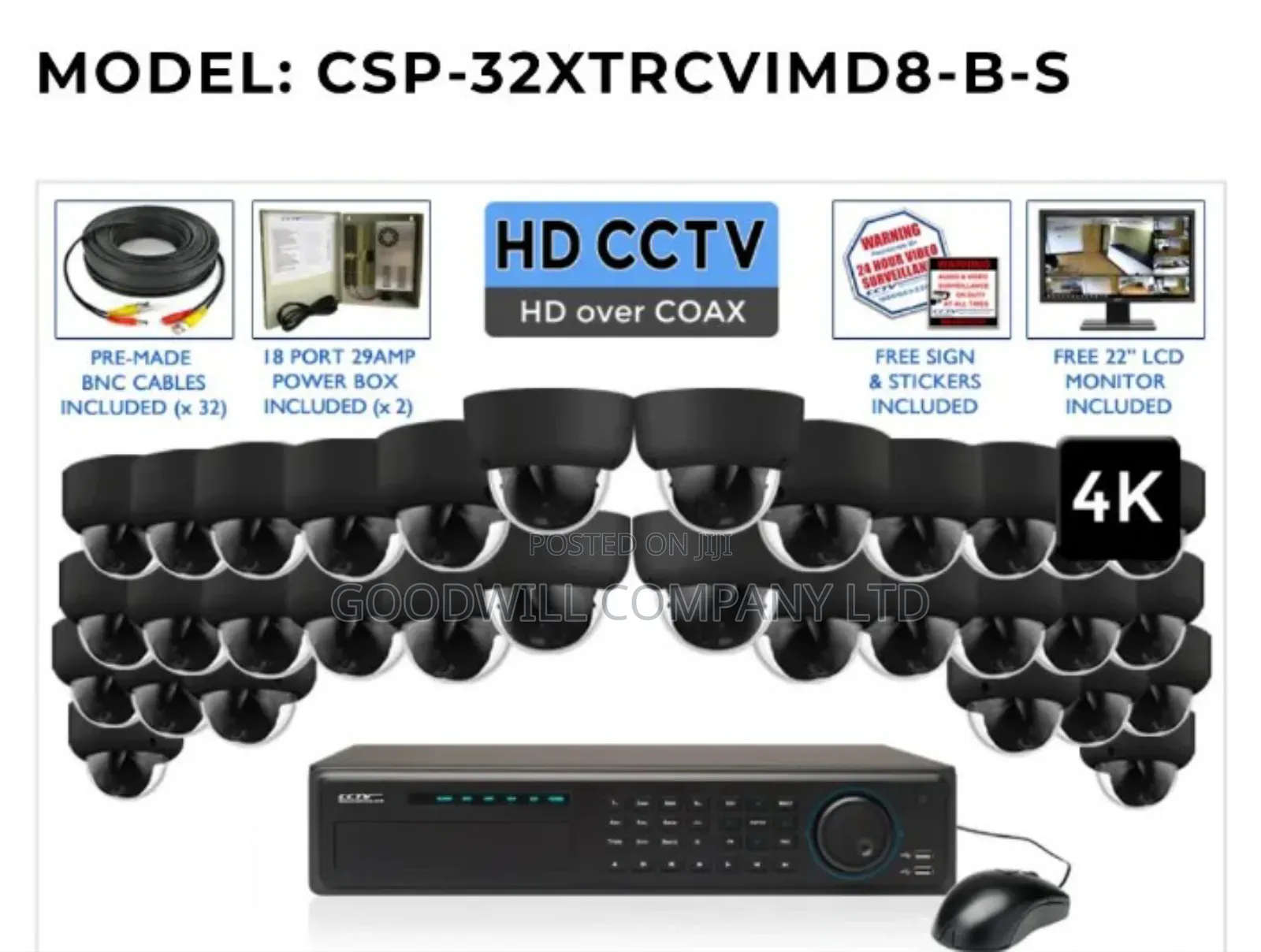 Night Vision 32 Channel CCTV Camera Full Kit Boom Booster