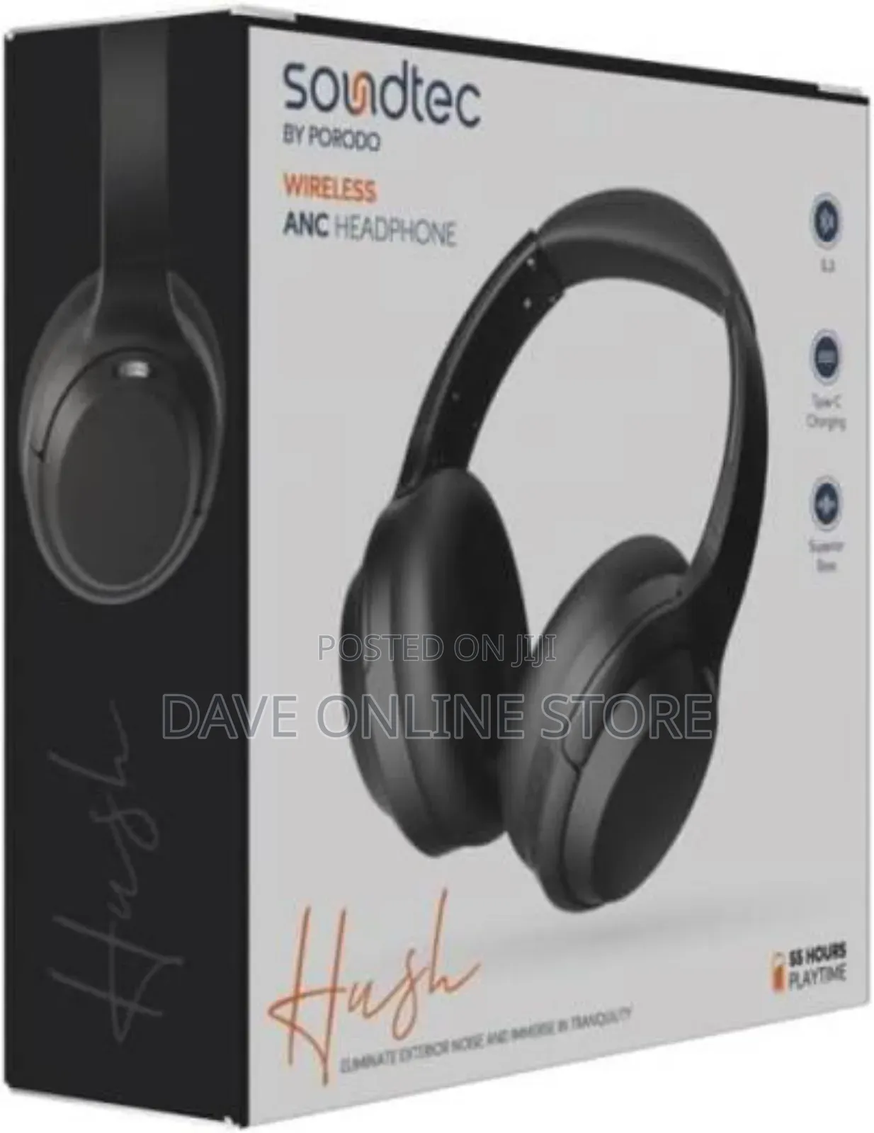 Porodo Soundtec Hush Wireless Over-Ear Headphone Sku: 210974