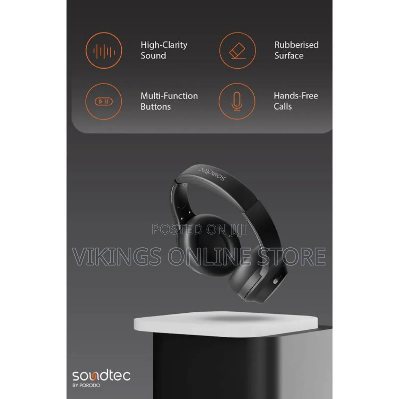 Porodo Soundtec Hush Wireless Anc Headphone - Black