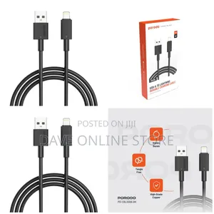 Porodo Usb a to Lightning PVC Cable 3m, Pd-Cbl0006-Bk