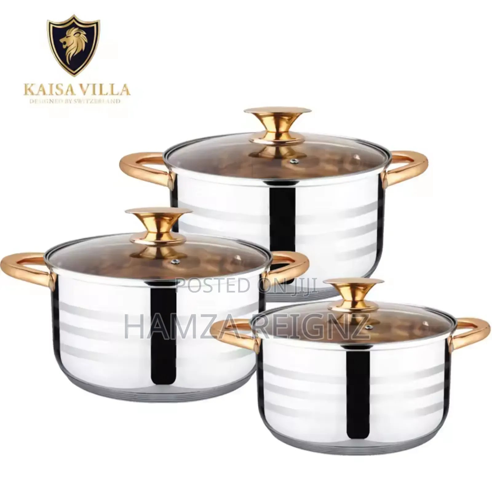3pcs Set Stainless Steel 5-layer Bottom Soup Pot