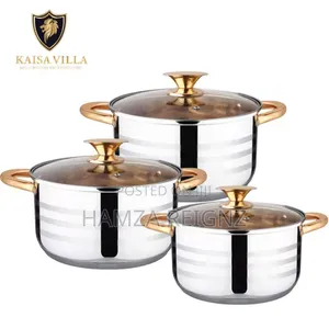 3pcs Set Stainless Steel 5-layer Bottom Soup Pot