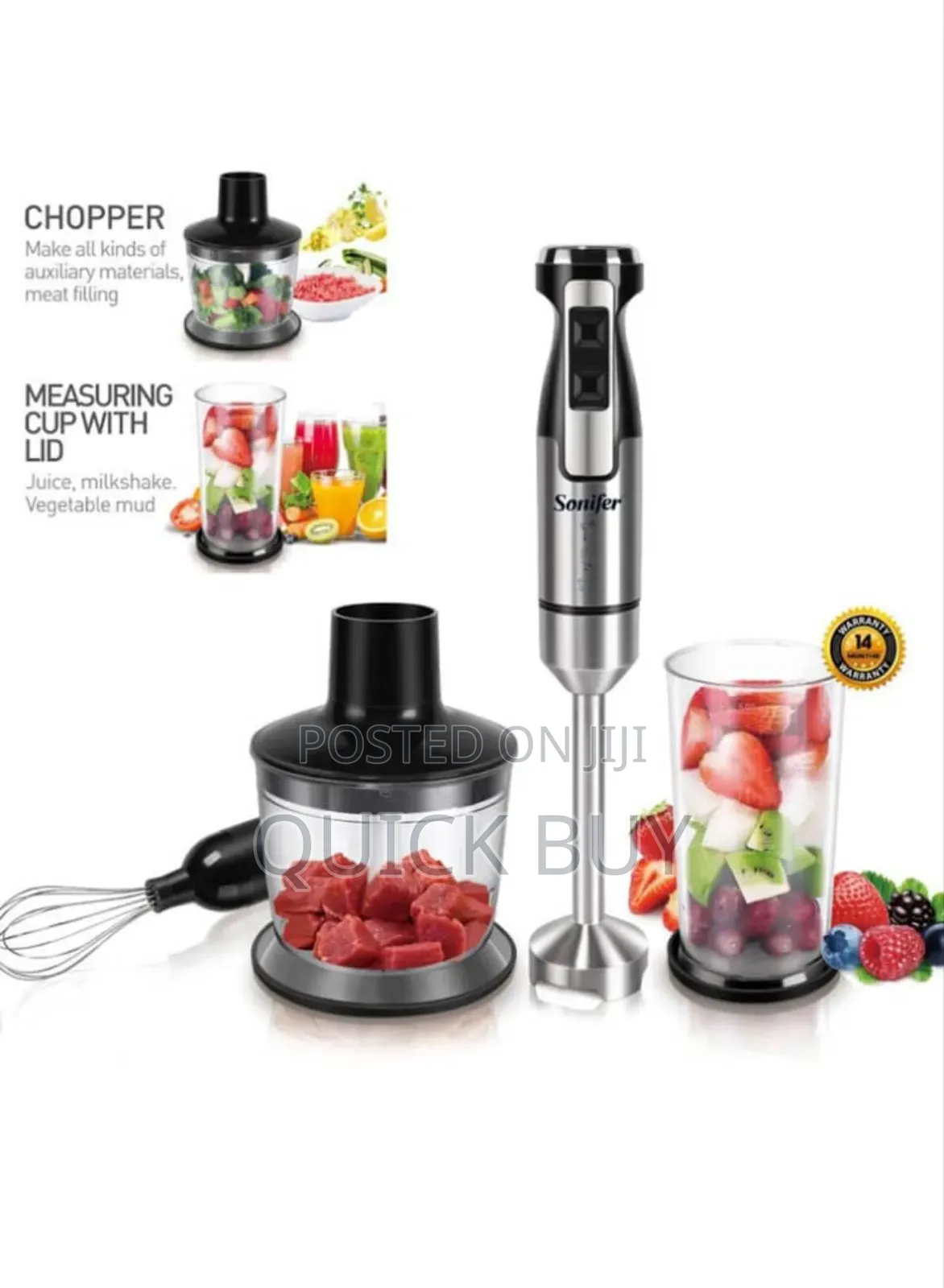 New Branded Hand Blender 3in1 Sonifer Sf-8013