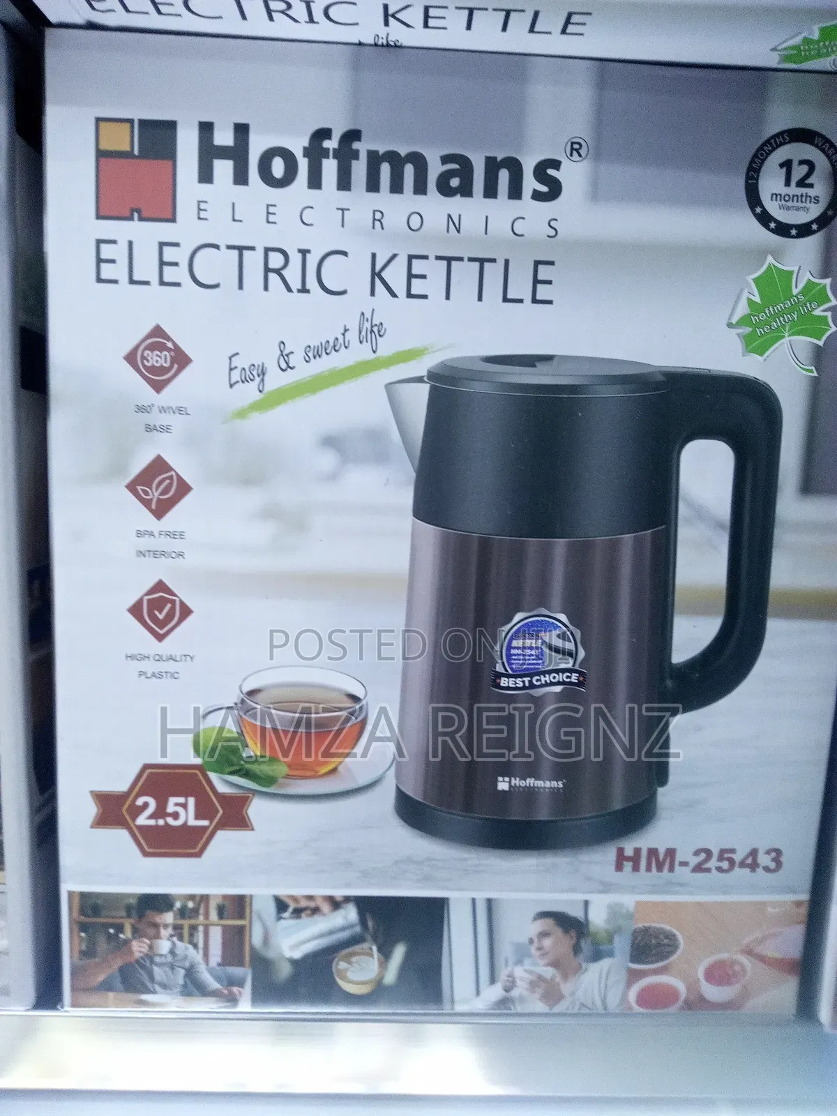 Hoffmans Stainless Steel 2.5l Water Electric Kettle