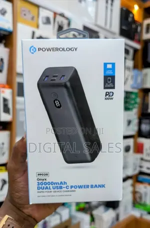 Powerology Onyx 30000mah 100w Dual Usb-C Power Bank