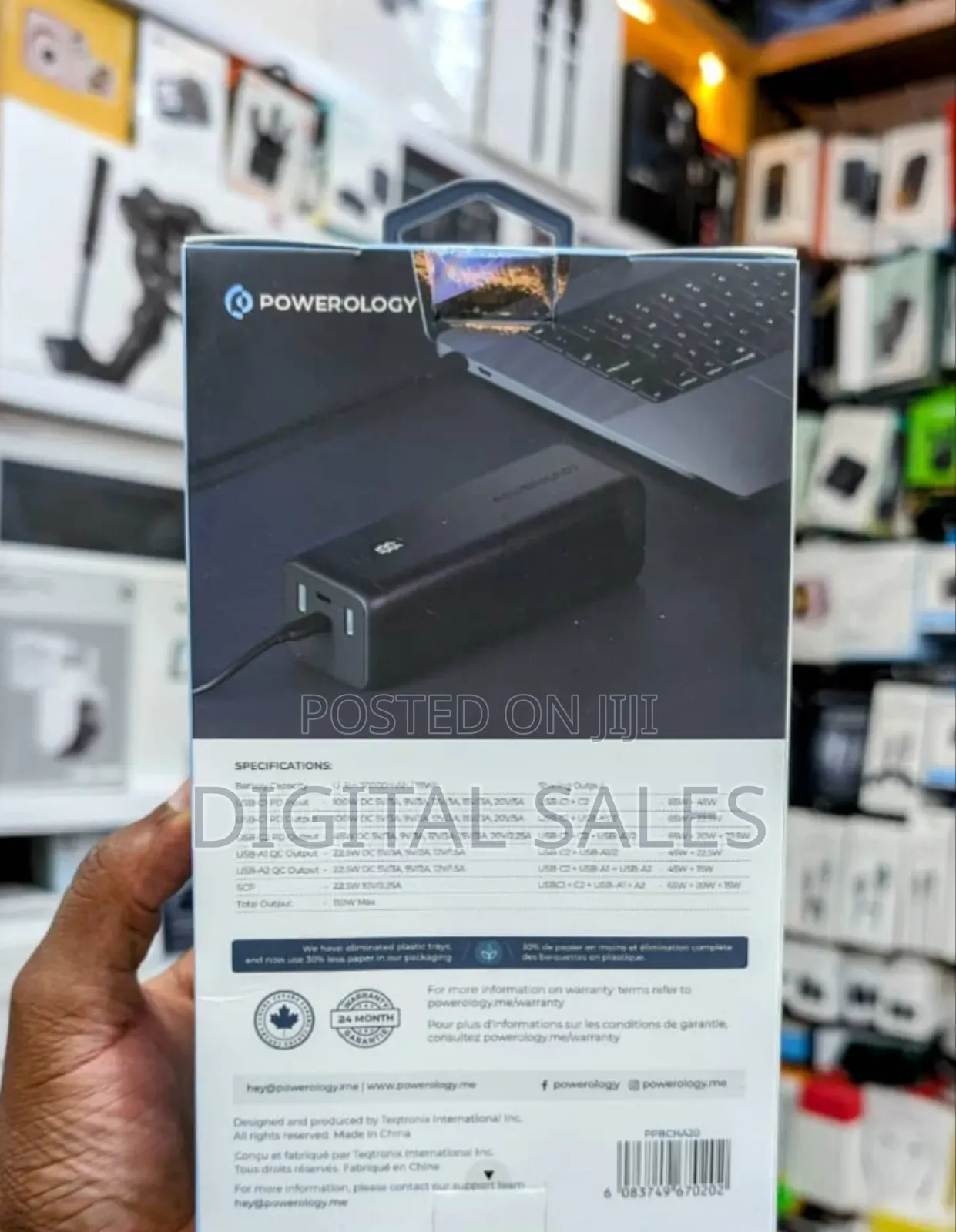 Powerology Onyx 30000mah 100w Dual Usb-C Power Bank