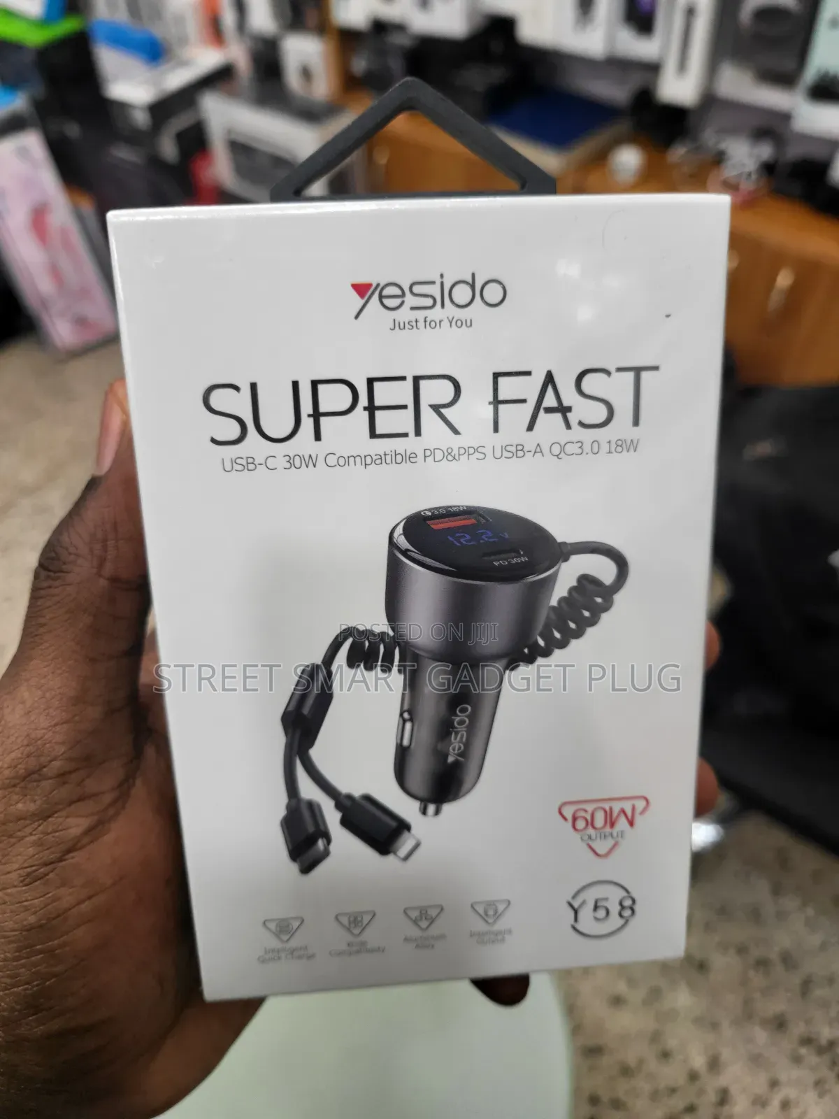 Yesido 60watts Type C Lightning Car Charger