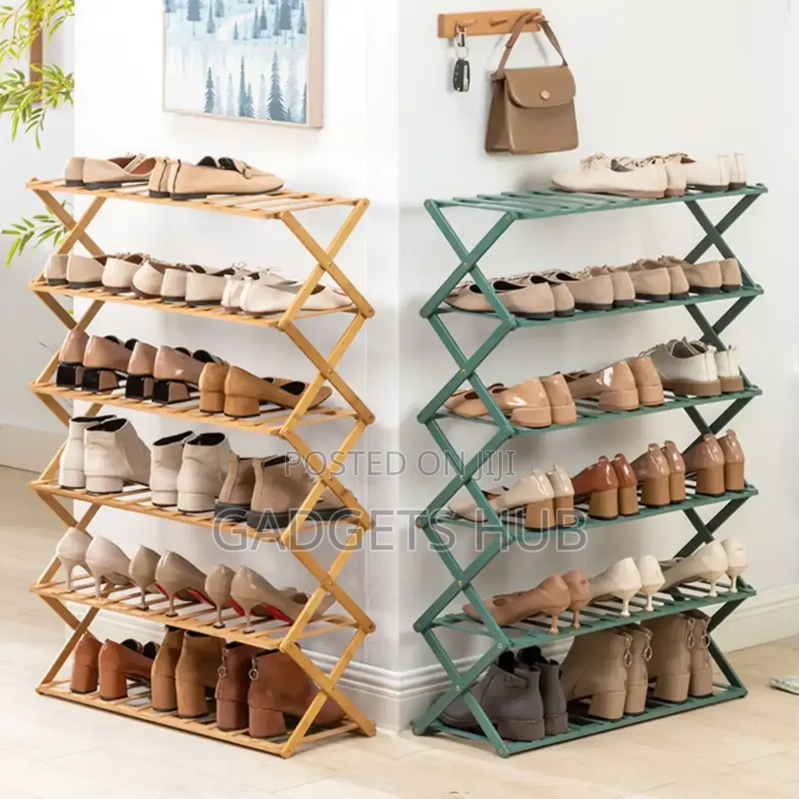 Easy to Install Folded Shelf Wooden Shoe Rack