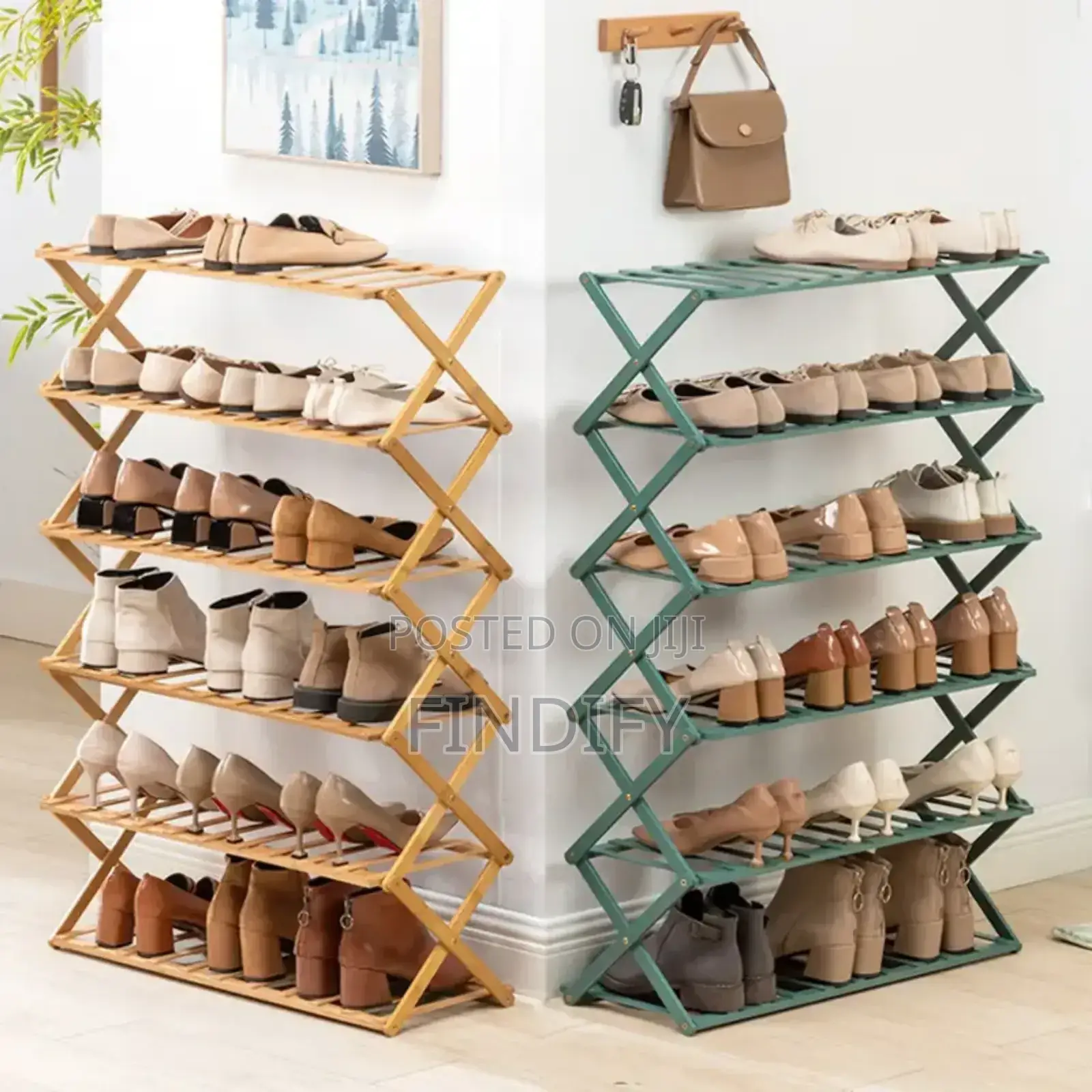 Easy to Install Folded Shelf Wooden Shoe Rack