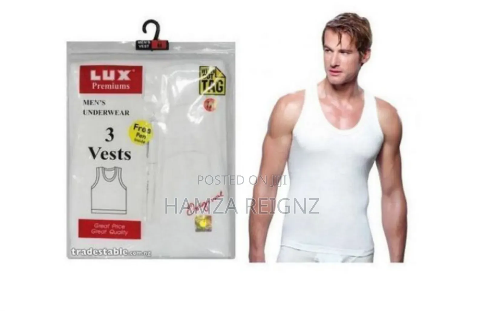 3 Pack Men's Lux Cotton Vests